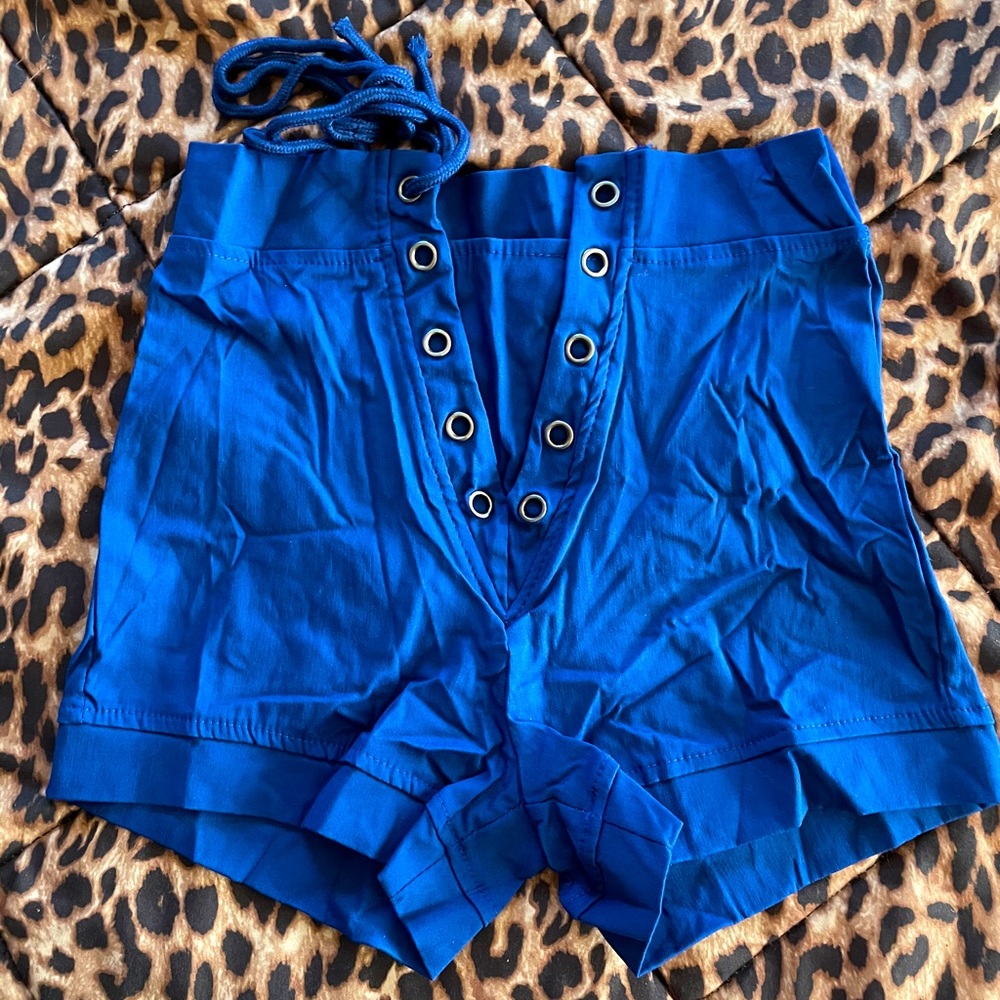 Royal blue tie shorts